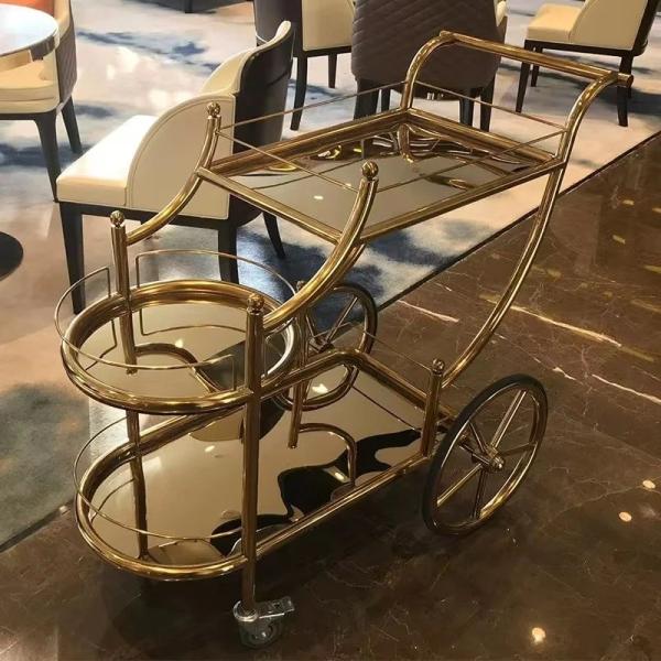 Trolley de bar comercial Trolley de hotel Restaurante Mobiliário Metal Local Trolley de entrega móvel