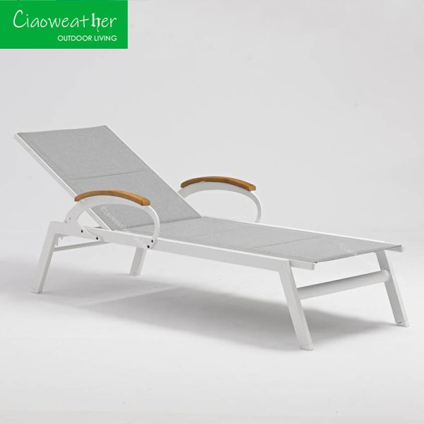 Water-Resistant Cushion and Aluminum Frame Sling Textile Chaise Lounge for Comfortable Outdoor Seating
