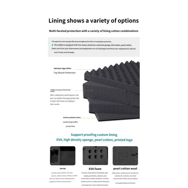 IP67 impermeable Hard Plastic Instrument Carry Tool Case Color personalizado aceptable personalizable para equipos eléctricos