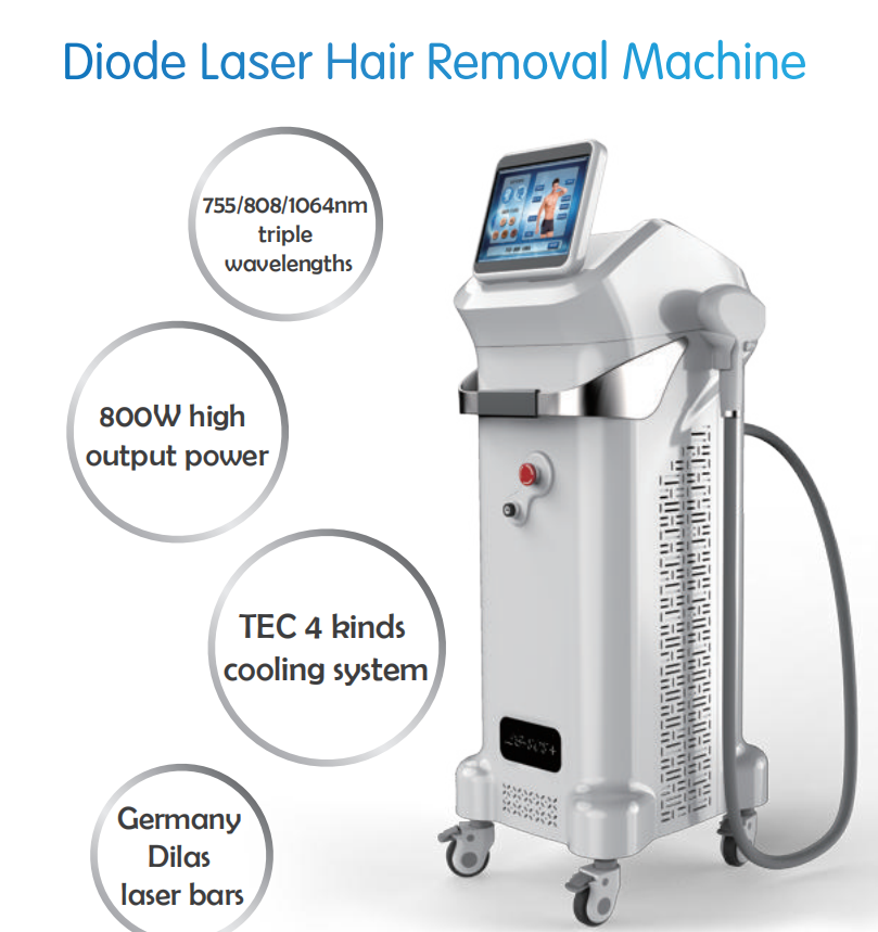 800w power three waves no pains permanent Diode laser hair removal machine in Spa