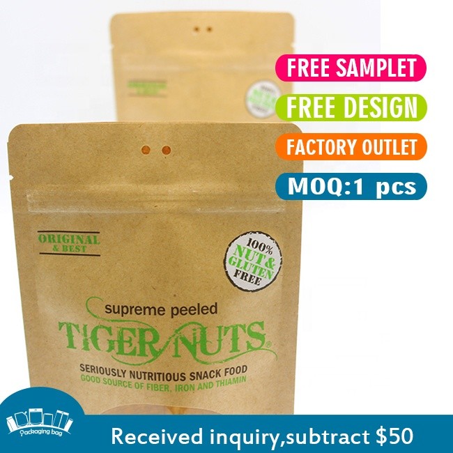 Kraft Stand Up Pouch Printed Paper Tea Bag Custom Zipper Lock Heat Seal Printed Pouch (Крафт Стоящий Пакет Печатный Бумажный Чайный Пакет)