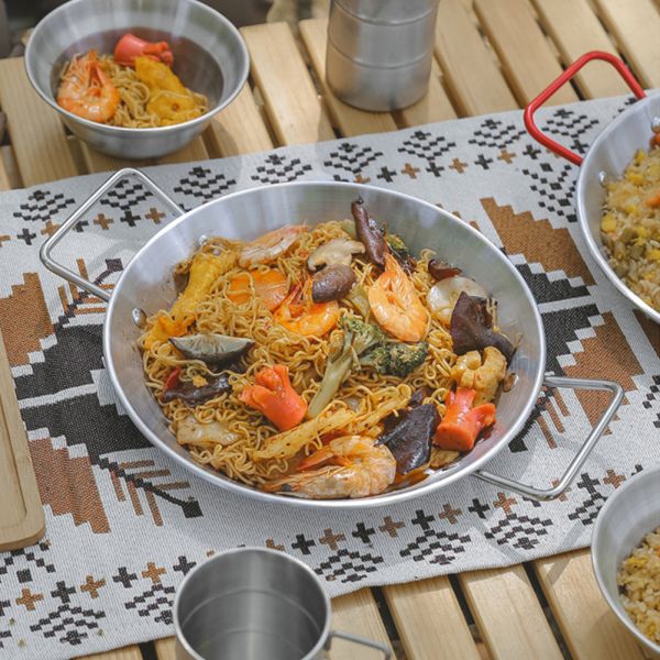 Pote de cocinar de acero inoxidable de la ensalada de pasta de la fruta con dos manijas