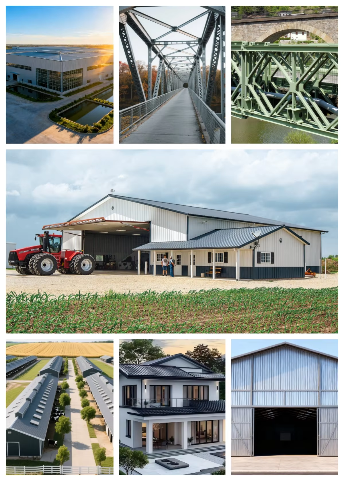 Custom Industrial Facility Prefab Workshop Structure Steel Frame Garage Shed Building