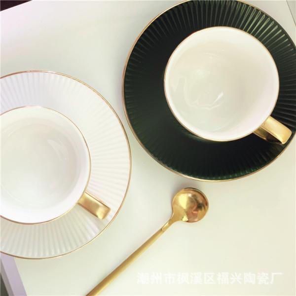 European Style Striped Ceramic Coffee Cup Afternoon Tea Set With Spoon And Saucer ceramic coffee tea cups saucers set