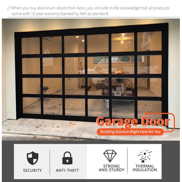 Custom Security Aluminum Garage Door Glass Garage Door Panel Automatic Roller Shutter