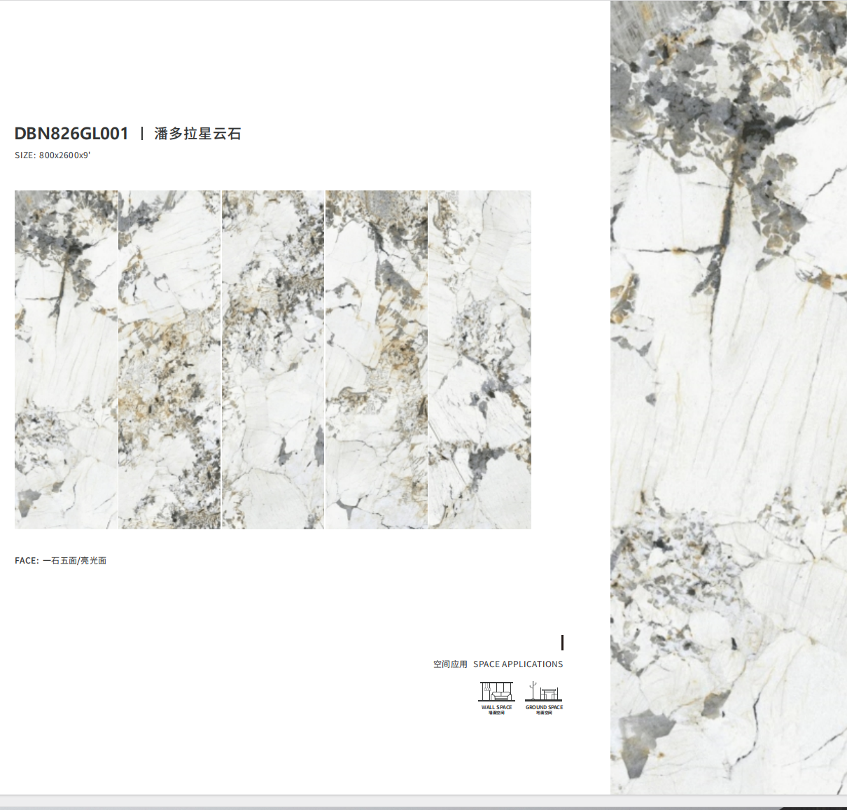 9mm Thickness 800x2600mm White Marble Design Indoor Porcelain Tiles for Elegant Floors