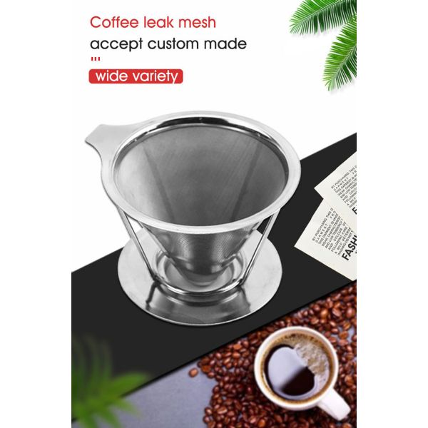 SS304 Reusable Paperless Metal Mesh Coffee Filter Custom Made