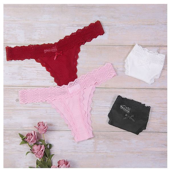 Безшовное нижнее белье шнурка для Panty бикини оформления смычка подъема Stretchy случайного ремня женщин низкого