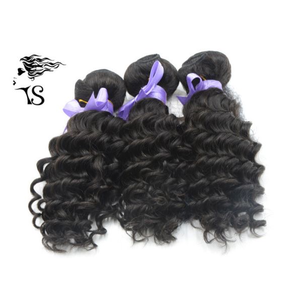 Grade 8A Brazilian Weft Hair Extensions , Deep Wave Curly Human Hair Extensions
