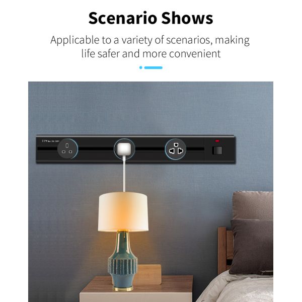 Desktop Wall Grade Track Power Socket Rail Outlet with 0.6/0.8/1.0/1.2/1.5M Length