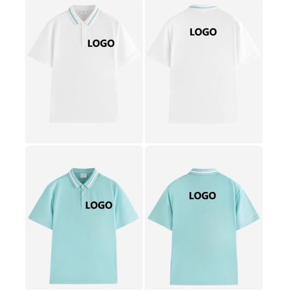 Men's Customized Embroidered 100% Cotton Polo Shirt Solid Color Short Sleeved Workwear Printed for Golf