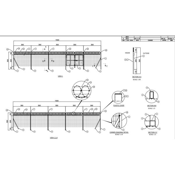 Steel 60x60mm Mesh 1.2m Tall Tower Fencing With Powder Coated