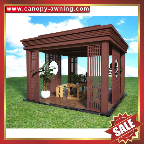 outdoor public garden park villa hotel wood style aluminum Aluminium alloy metal gazebo pavilion kiosk canopy shelter