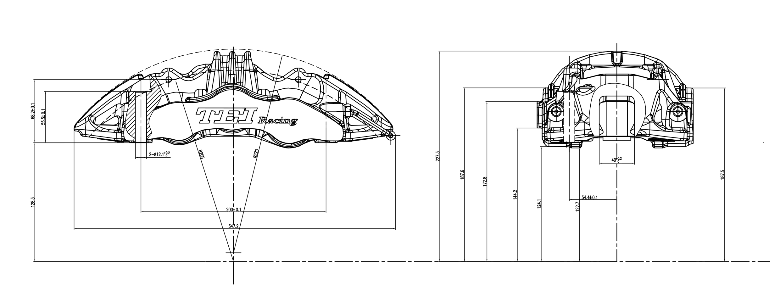 TEiRacing Street Version S60-Plus 6 Pot Monoblock Caliper Большой тормозный комплект для 19/20/21/22 дюймового обода автомобиля