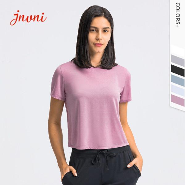 Loose Fit Yoga Short Sleeve Crew Neck T Shirts Breathable Gym Fitness Top