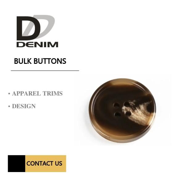 Brown 4 Holes Plastic Buttons For Suits & Coats Horn Effect Finish