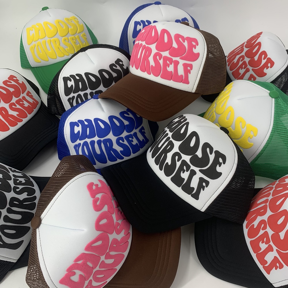 Adults Trucker Mesh Cap Custom Puff Printing Foam Trucker Hat 58-60CM