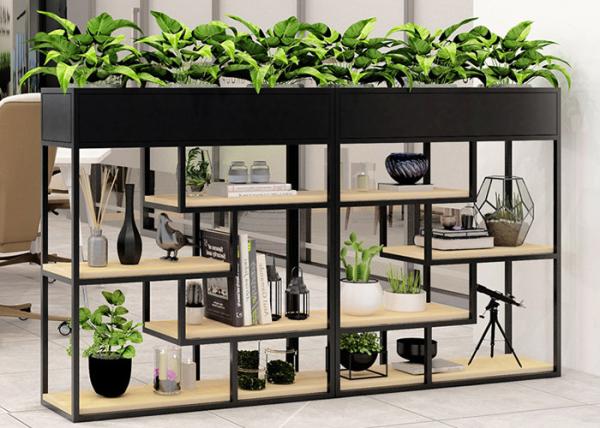 Delicate Balcony Flower Pot Shelf , Plants Metal Garden Shelves Multi Functional Fence