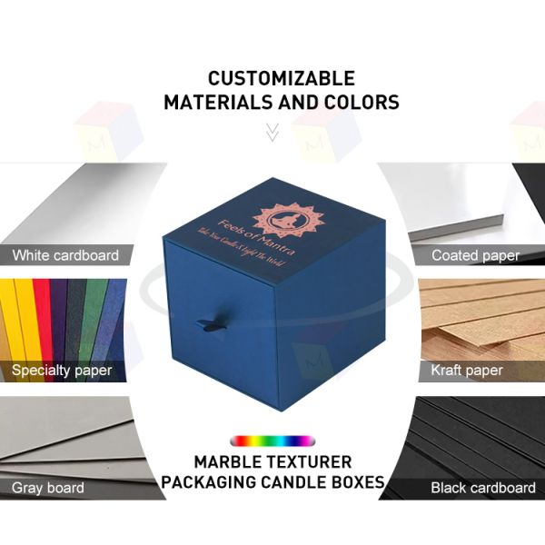 Luxury Rigid Cardboard Custom Logo Stamping Paper Drawer Candle Gift Box Packaging Wholesale Private Label