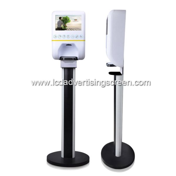 Floor Standing 10 Wifi LCD Advertising Screen With Plastic 1000ml 1200ml Liquid Alcohol Soap Hand Sanitizer Dispenser