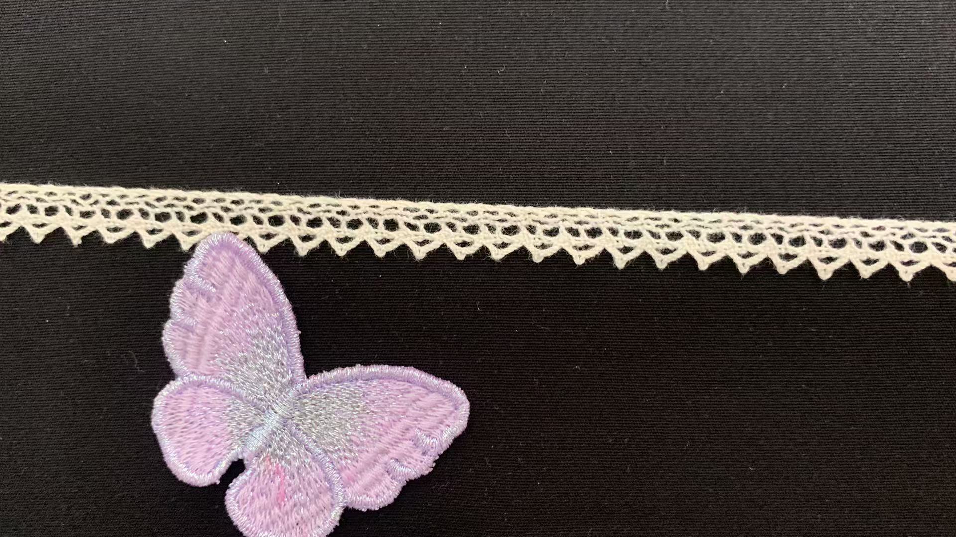 1cm Width Cotton Crochet Lace Trim with Delicate Pointed Scallop Edge and Soft Hand Feel for Garment Hem Trimming