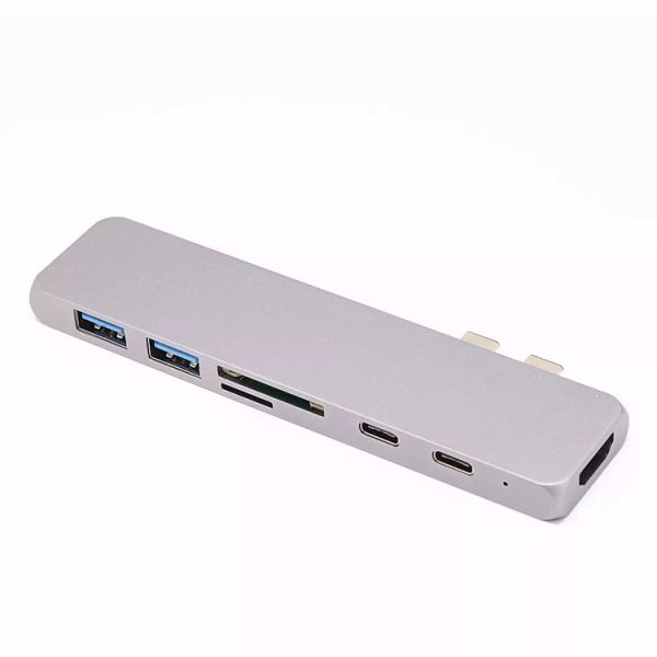 Amazon 2018 Aluminum Thunderbolt 3 USB-C Hub USB Driver 7 Ports Dual Type C Hub 4K Type C 100W PD charging