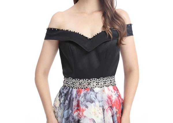 Ladies A Line Evening Dress  , Beaded Off - Shoulder Chiffon Evening Dresses