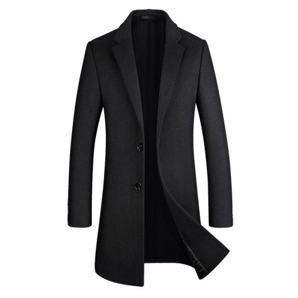 Wool Jacket Coat Australasian Wool Single Breasted Long-Sleeve Plush Peacoat for Men