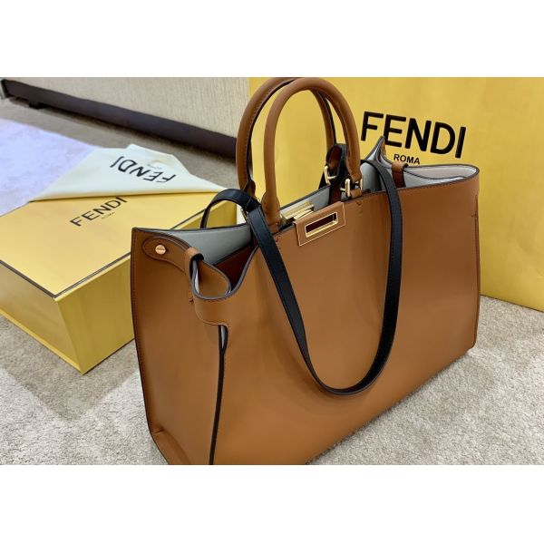 Peekaboo Brown 40cm Tote Shopper Bag Geninue Leather High Capicity