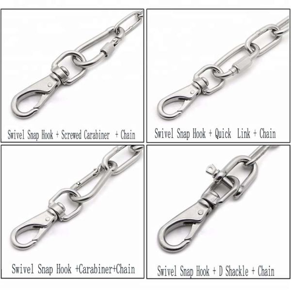Polished Finish Stainless Steel Key Chain Hook Dog Leash Swivel Carabiner Snap Hook