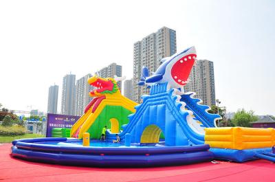 Large pool inflatables water pool inflatable swimming with inflatable slide commercial water slide for kids and adults