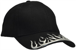 Velcro Closure Casual Baseball Caps Heavy Brushed Cotton Liquid Chrome Metal Flame Peak
