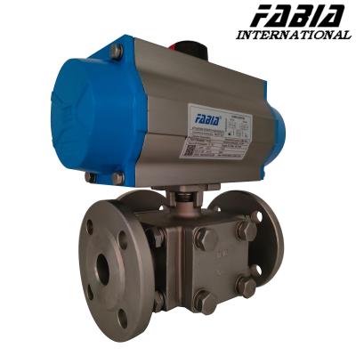Válvula de esferas pneumática de três vias de flanges de alta pressão