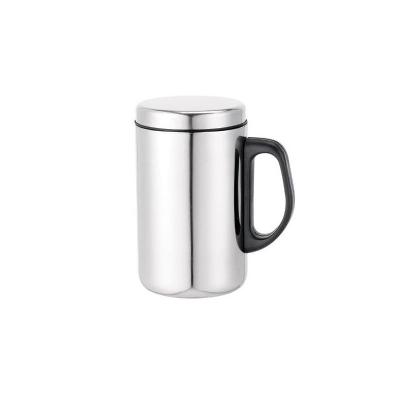 350ml double wall SS coffee mug with plastic handle classical style mirror polishing