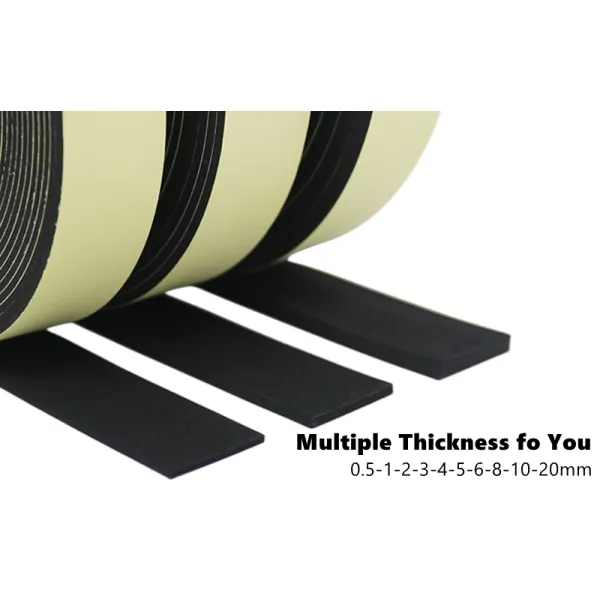Strong Adhesion EVA Black Sponge Foam Rubber Tape Anti-Collision Seal Strip 1/2/3/5mm for Packaging and Speaker