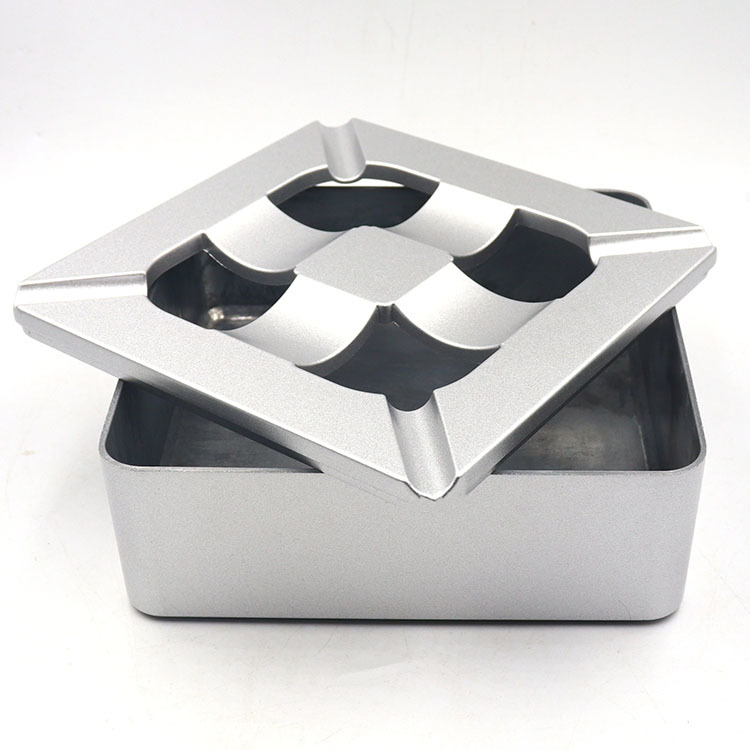Windproof Aluminum Ashtray with Matte Finish and Ventilated Lid for Indoor Outdoor Use