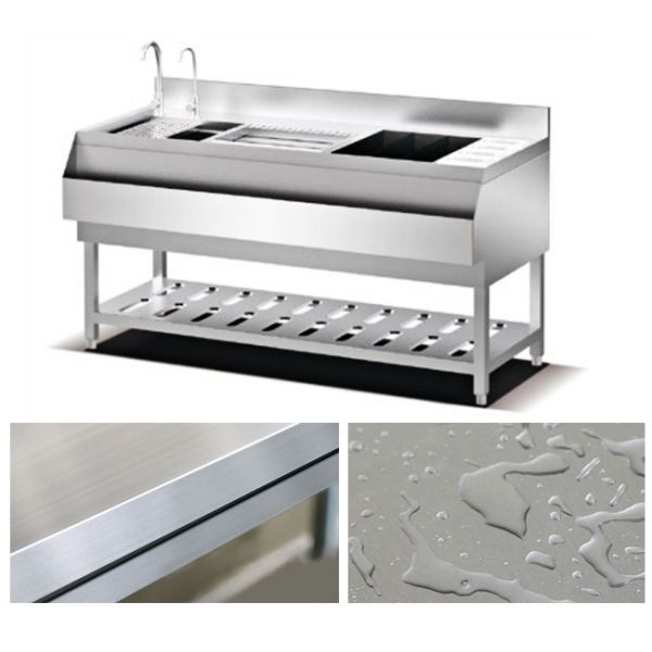 Double Sink 1100mm SS201 Stainless Steel Cooking Equipment