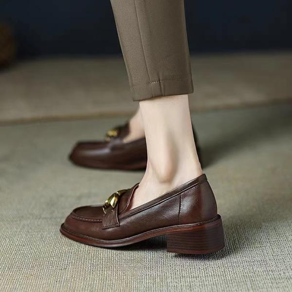 Fashion Black Flat Loafer Shoes With Heels Height 4CM