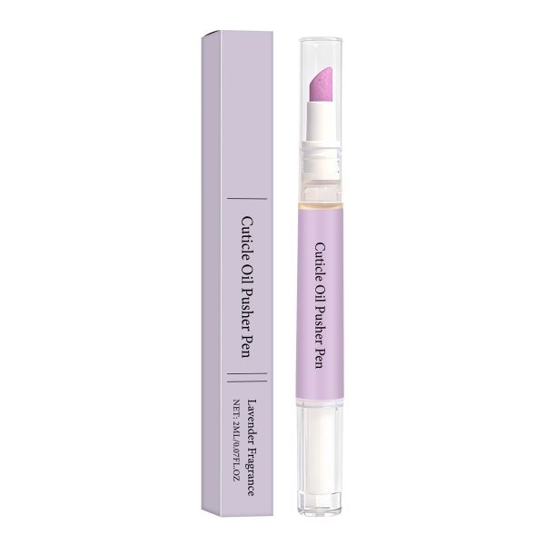 Focstar 2-in-1 Nail Care Pen with Nourishing & Gentle Exfoliation Lavender Scent Cuticle Oil Pusher Pen