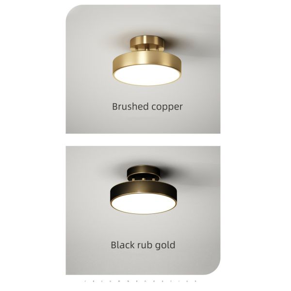 JYLIGHTING Copper Nordic Bedroom Ceiling Light Modern Simple Led Porch Corridor Light
