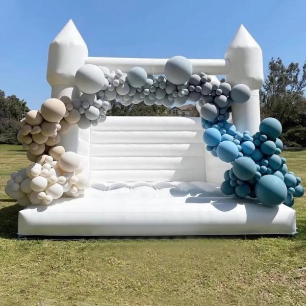 Bounce inflável ao ar livre Bouncer de casamento branco inflável saltitante
