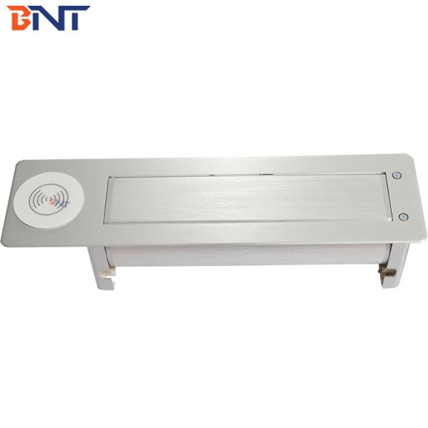 BNT New arrival multifunctional hidden table design desk outlet box brush sliver automatic flip up desktop outlet