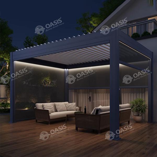 Motorized Aluminum Louvered Pergola 4m x 3m 100% Weatherproof Customized Size Color