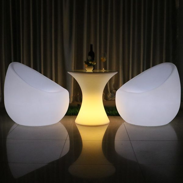 Modern Cheap Price Outdoor Coffee Shop Remote Control LED PE Table and Sofa Set for Cocktail bar