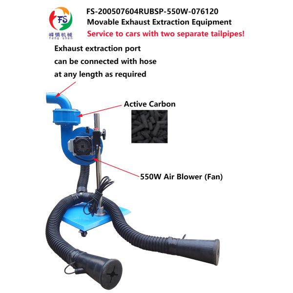 Portable Exhaust Extractor with Dual Nozzles Mobile Fume System for Dual Tailpipe Vehicles