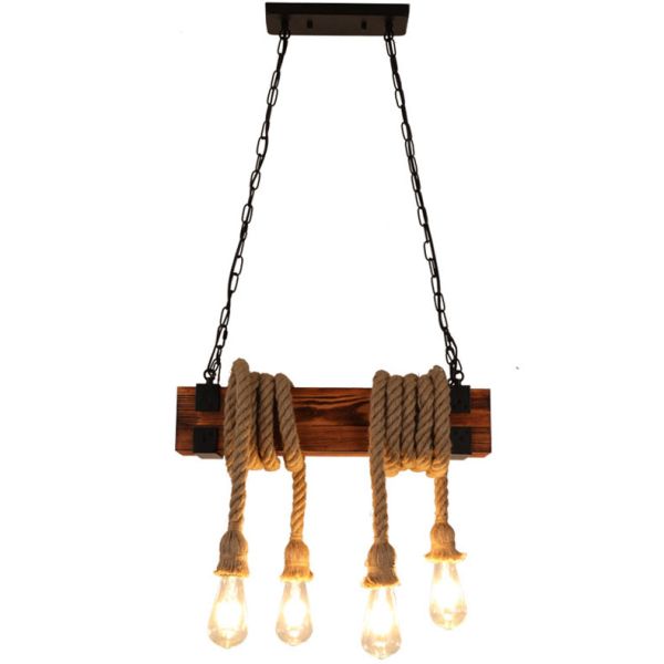 Vintage Loft Industrial Wooden Chandelier Restaurant Lighting Lamp Bar Coffee Bar  Rope Chandelier(WH-VP-219)