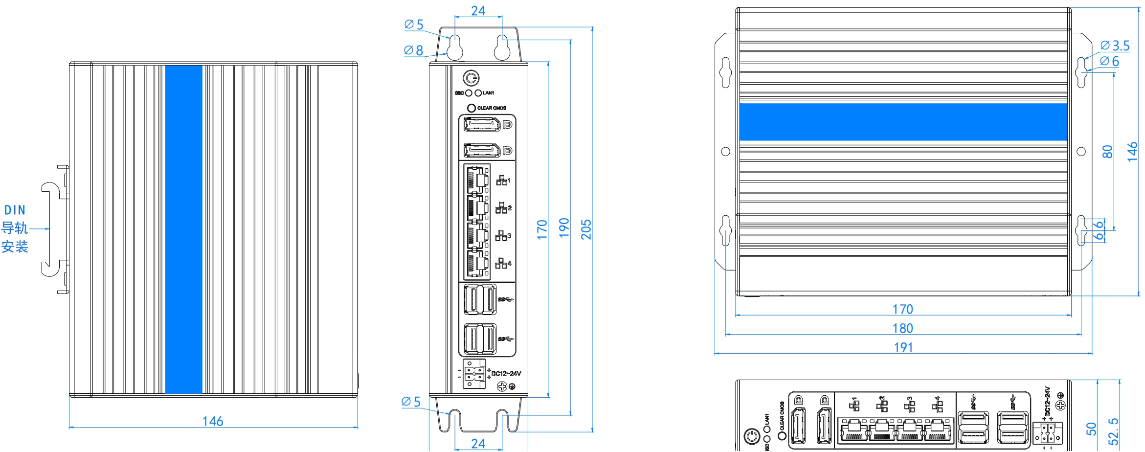 12-е поколение Intel i5 i7 DDR5 Ram Book Type Din rail Промышленный компьютер