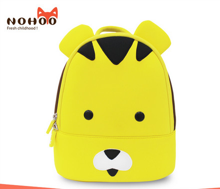 Yellow Kids Animal Backpack , 3D Kids Cartoon Backpacks Tiger Style
