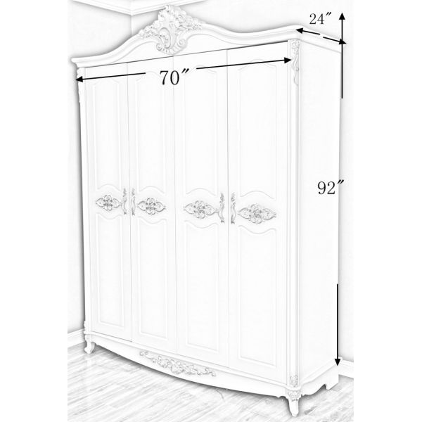 Spain Style Vintage Carved Bedroom Wardrobe Designs 602-6