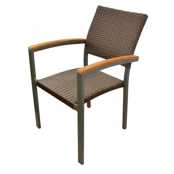 Aluminum 86cm Height 59cm Depth Rattan Garden Chairs For Cafe Shop